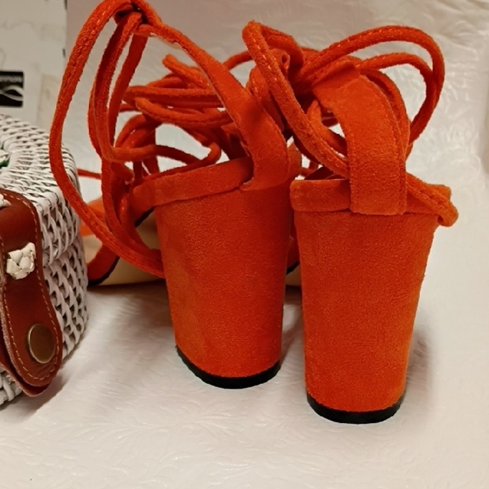 Amazon Essentials Vibrant Orange Strappy Sandals - image 7